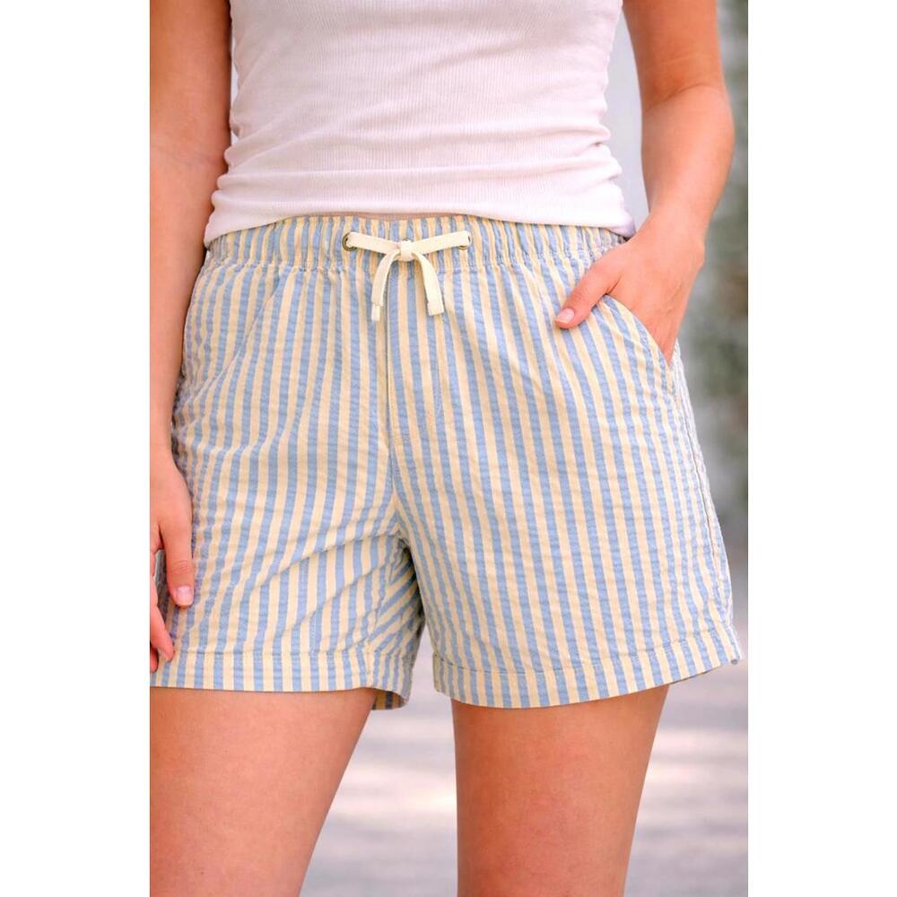 J.Crew Crewcuts Boys Girls Striped Elastic Waist Shorts Size14 Blue Peach Summer